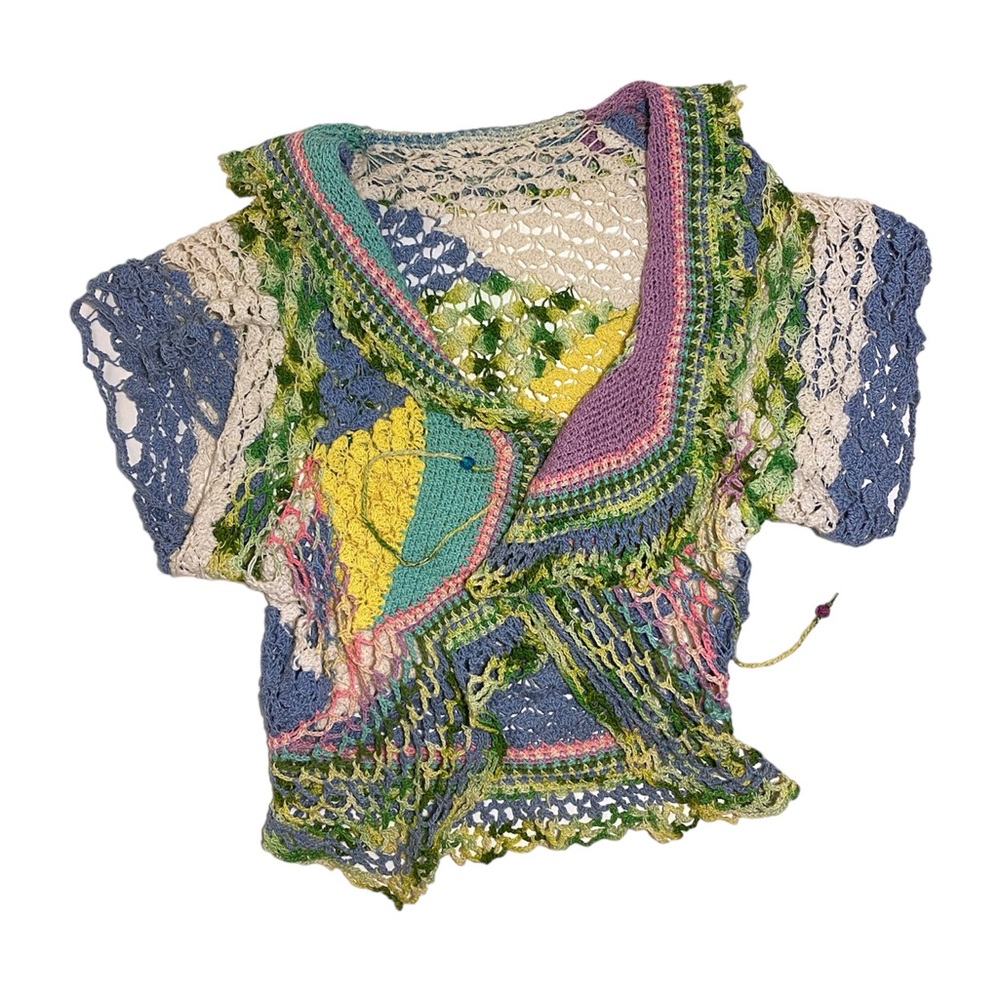 Vintage crochet short sleeve shrug cardigan
